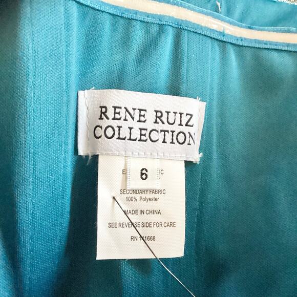 Rene Ruiz Collection Blue Metallic Strapless Sweetheart Column Dress 6 - Picture 8 of 9